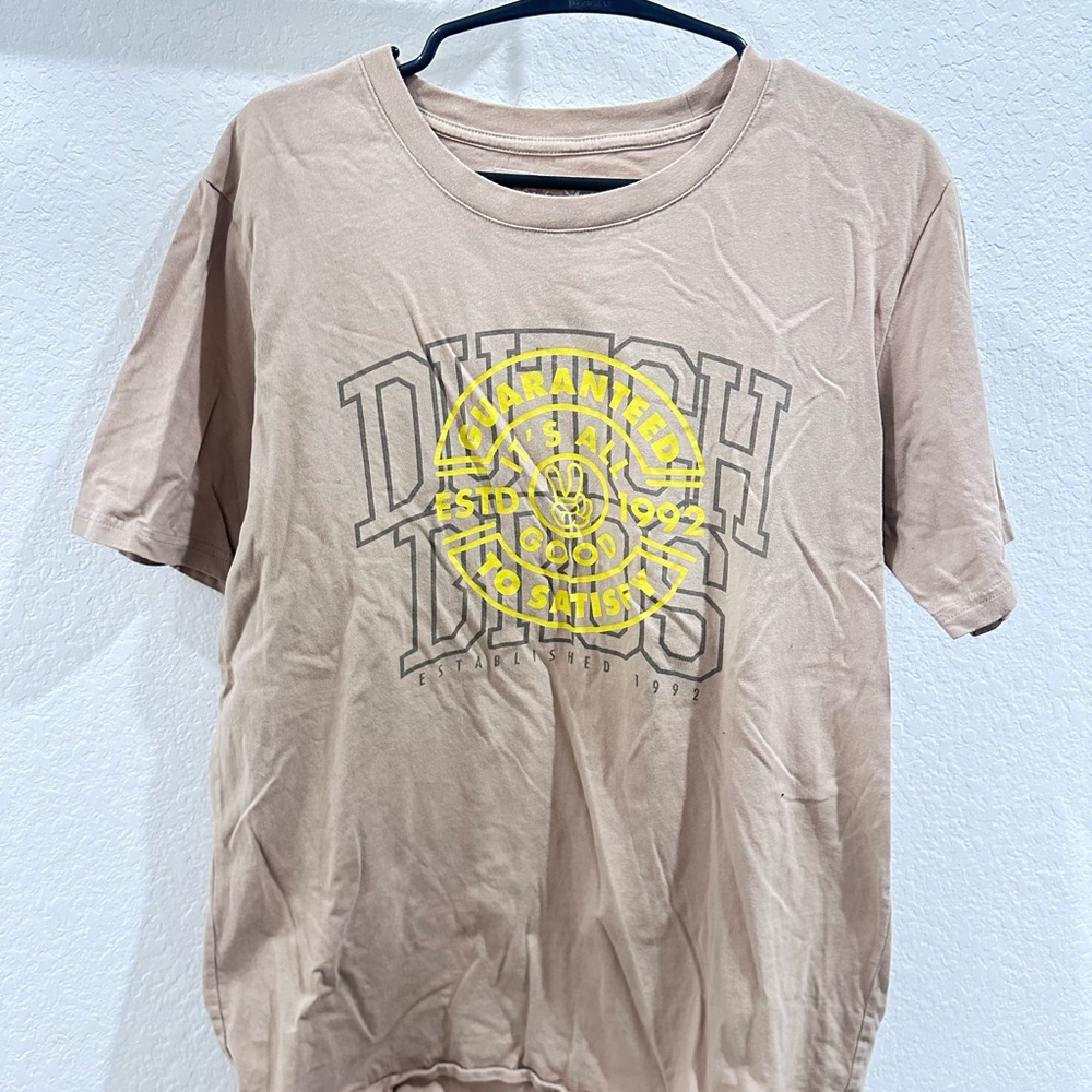 Dutch Bros Tan Short Sleeve Tee with Yellow Graphic